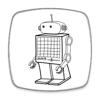 Retro Roboter – Vintage KI Android Design - Viereckiger Kühlschrankmagnet - Weiß - Vorne