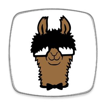 Llama Nerd Geek Hornglasses Bow Tie Funny Alpaca Cute - Square fridge magnet - white - Front