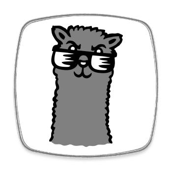 Lama Cool Sonnenbrille Alpaka Selbstgefällig Kerl - Viereckiger Kühlschrankmagnet - Weiß - Vorne