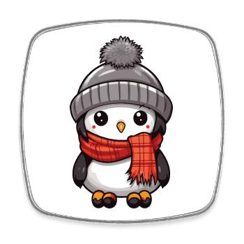 Penguin Winter Animal Baby Comic - Square fridge magnet - white - Front