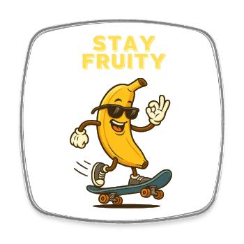 Stay Fruity Banane Skateboard - Viereckiger Kühlschrankmagnet - Weiß - Vorne