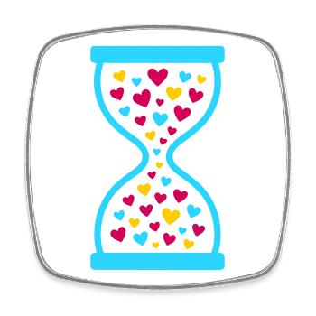 Love Never Stops-Hourglass of Timeless Love  - Square fridge magnet - white - Front