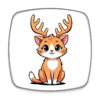 Reindeer Cat - Square fridge magnet - white - Front