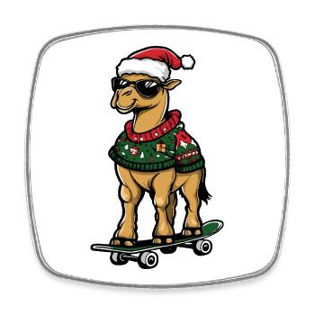 Camel Noël drôle - Magnet carré - blanc - Devant
