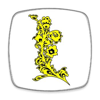 Yellow Flower Detail Ornament - Square fridge magnet - white - Front