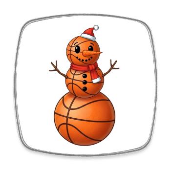 Basket-ball dessin animé bonhomme de neige Sports d’hiver - Magnet carré - blanc - Devant