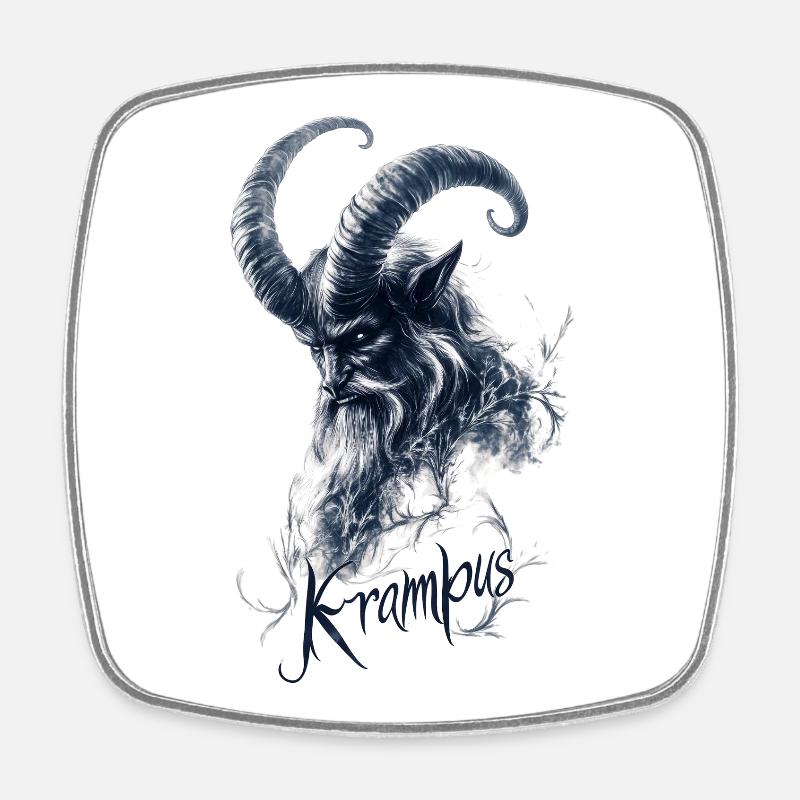 Krampus – gloomy black and white design, customs - Square fridge magnet - white