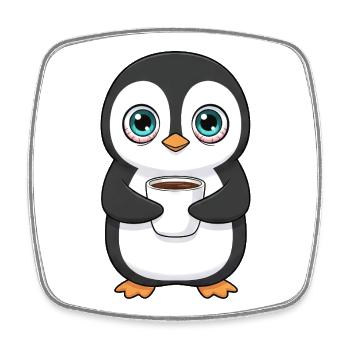 Sweet Penguin Coffee Morning Grouch Office Caffeine - Square fridge magnet - white - Front
