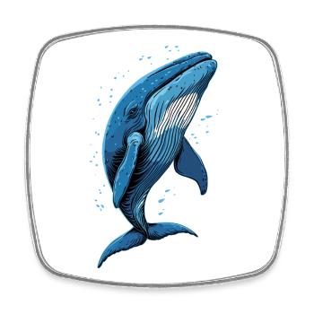 Baleine bleue Baleine Baleines bleues Baleines Chant Baleine Plongeur Baleines Océan - Magnet carré - blanc - Devant