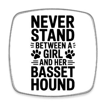 Basset Hound Saying Girl Basset Hound Gift - Square fridge magnet - white - Front