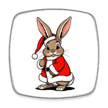 Rabbit as Santa Claus at Christmas - Square fridge magnet - white - Front
