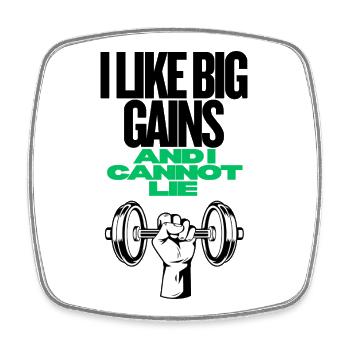 Chemise de sport drôle Big Gains - Magnet carré - blanc - Devant