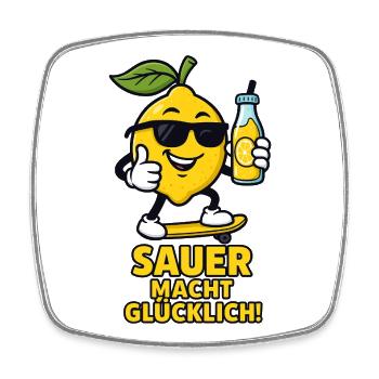 Lemon skateboard sour vous rend heureux - Magnet carré - blanc - Devant