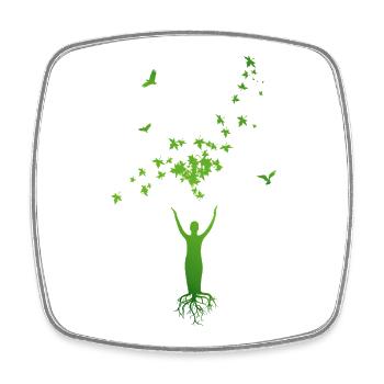 Arbre de Vie – Harmonie de l’Homme et de la Nature - Magnet carré - blanc - Devant
