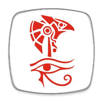 Ägyptischer Gott und Auge des Horus (rot) - Viereckiger Kühlschrankmagnet - Weiß - Vorne