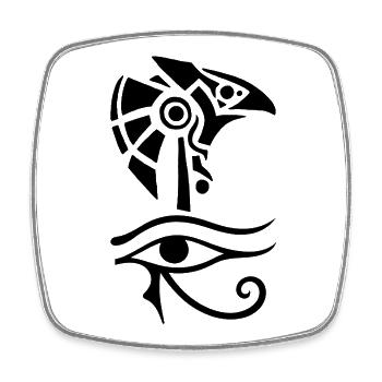 Ägyptischer Gott und Auge des Horus (schwarz) - Viereckiger Kühlschrankmagnet - Weiß - Vorne