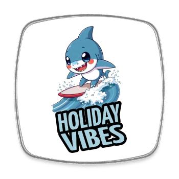 Surfing Shark - Holiday Vibes - Square fridge magnet - white - Front