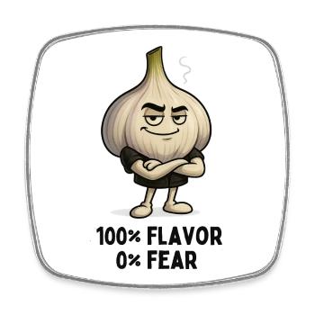 Garlic Attitude : 100 % saveur dessin animé - Magnet carré - blanc - Devant