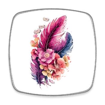  Boho Federn Und Blumen Aquarell Florales - Viereckiger Kühlschrankmagnet - Weiß - Vorne