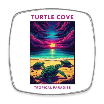 Paradis des Bahamas Coucher de soleil Tortue Livre - Magnet carré - blanc - Devant