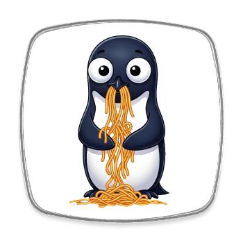 Cute Penguin Spaghetti Clumsy Cartoon - Square fridge magnet - white - Front