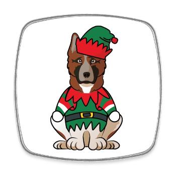 American Akita Elf Costume Christmas Dog Outfit - Square fridge magnet - white - Front