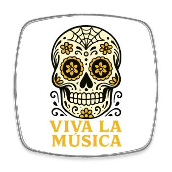 VIVA LA MÚSICA: Blumige Calavera Día de Muertos - Viereckiger Kühlschrankmagnet - Weiß - Vorne