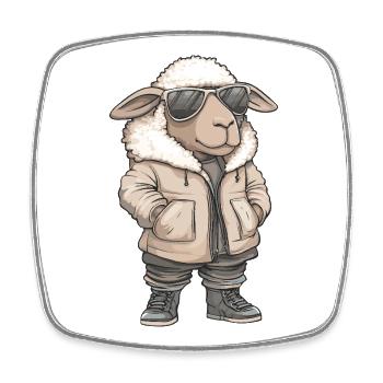 Schaf Cool Winter - Viereckiger Kühlschrankmagnet - Weiß - Vorne