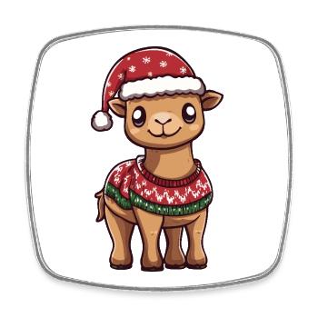 Kamel Weihnachten - Viereckiger Kühlschrankmagnet - Weiß - Vorne