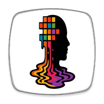 Regenbogen Pixel Schmelz Porträt - Viereckiger Kühlschrankmagnet - Weiß - Vorne