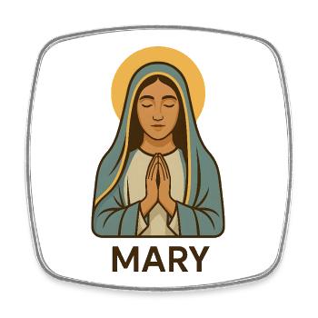 Mary – sign of humility - Square fridge magnet - white - Front
