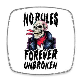 skull t-shirt no rules forever unbroken - Square fridge magnet - white - Front