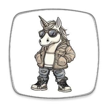 Einhorn Cool Winter - Viereckiger Kühlschrankmagnet - Weiß - Vorne