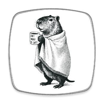 Don't Worry Be Cappy - Herbst Winter Capybara - Viereckiger Kühlschrankmagnet - Weiß - Vorne