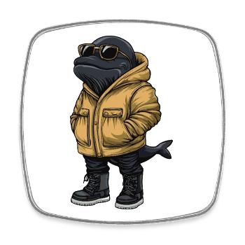 Whale Cool Winter - Square fridge magnet - white - Front