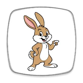 Happy Rabbit Jerry - Square fridge magnet - white - Front