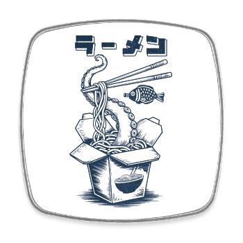 Tintenfisch Ramen - Viereckiger Kühlschrankmagnet - Weiß - Vorne