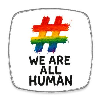 #WeAreAllHuman – Regenbogen Watercolor Design - Viereckiger Kühlschrankmagnet - Weiß - Vorne