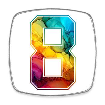 NO. 8 NUMBER 8 COLLEGE 8TH BIRTHDAY - Square fridge magnet - white - Front