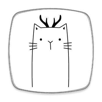 Chat de Noël - Magnet carré - blanc - Devant