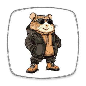 Hamster Cool Winter - Square fridge magnet - white - Front