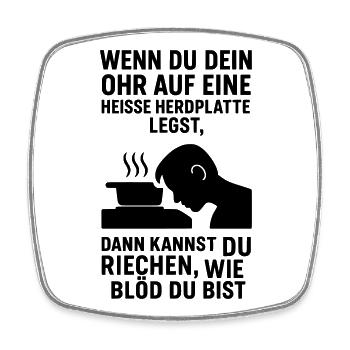Stovetop Idiot Stupidity - Square fridge magnet - white - Front