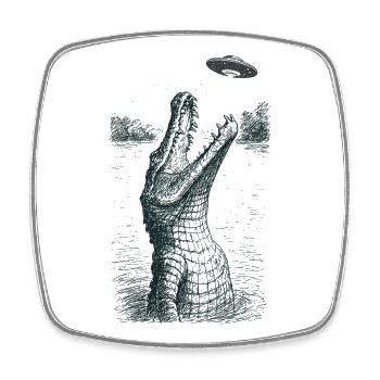 Ufo Croc Meme - Square fridge magnet - white - Front