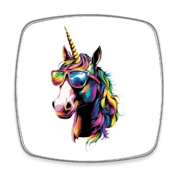 Licorne Poney Cavalier Chevaux Équitation Licornes - Magnet carré - blanc - Devant