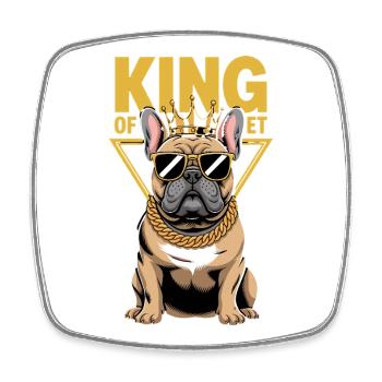 King Of The Street Bulldog With Crown - Square fridge magnet - white - Front
