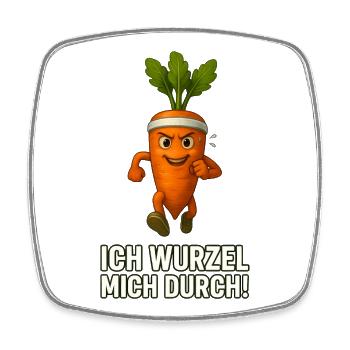 Karotte - ich Wurzel mich durch Karikatur  - Viereckiger Kühlschrankmagnet - Weiß - Vorne