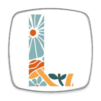 Letter l Groovy Flowers Geschenkidee - Viereckiger Kühlschrankmagnet - Weiß - Vorne
