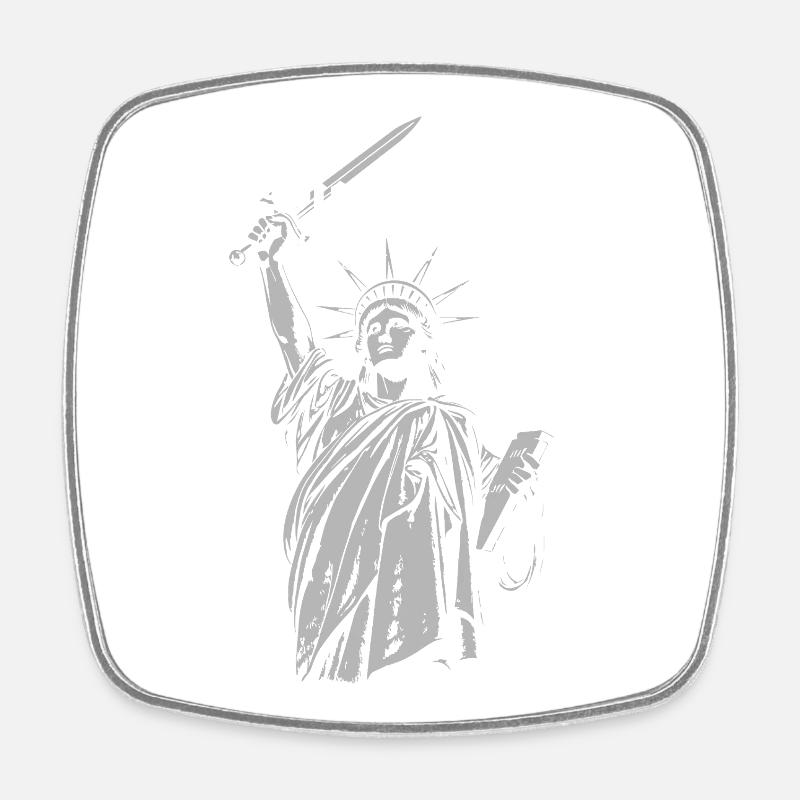 Sic Semper Tyrannis, Statue de la Liberté avec épée - Magnet carré - blanc