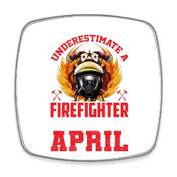 Feuerwehr Geburtstag April - Viereckiger Kühlschrankmagnet - Weiß - Vorne