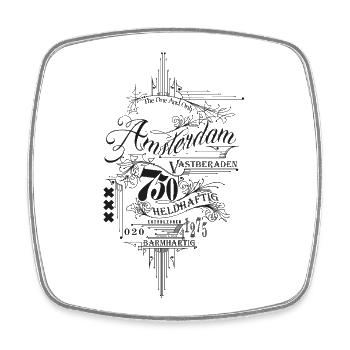 Amsterdam2025Vintage_black - Viereckiger Kühlschrankmagnet - Weiß - Vorne